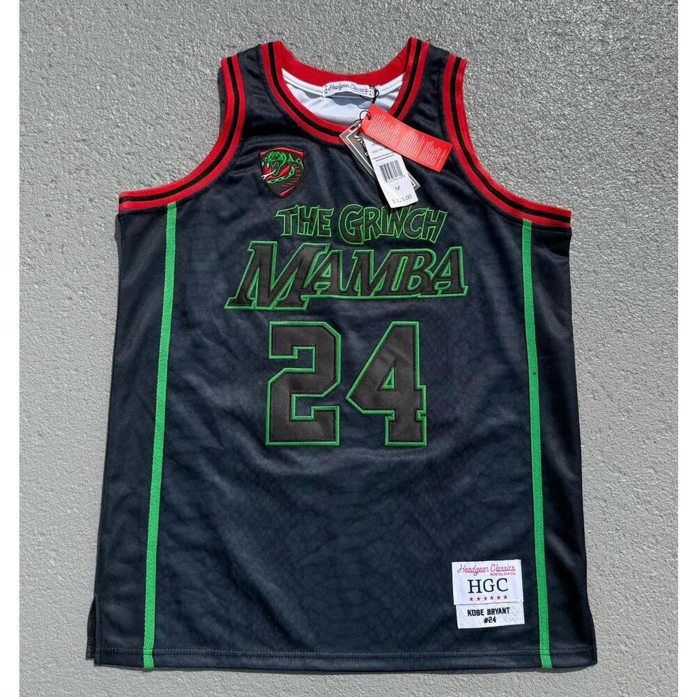 Men's Lakers Kobe Bryant The Grinch Mamba Jersey Headgear Classics Black Medium